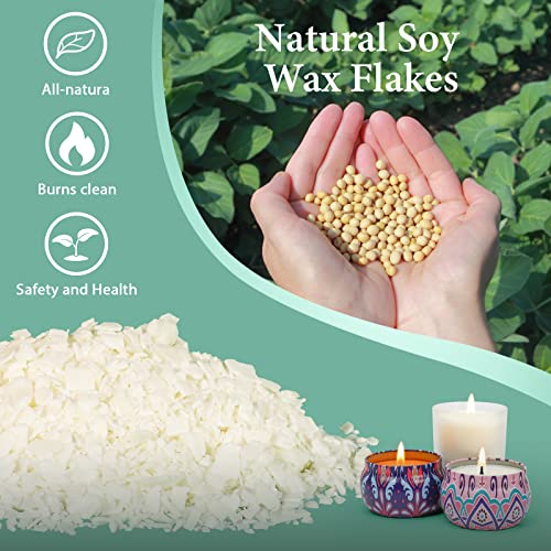SAEUYVB Soy Candle Wax for Candle Making - Natural Soy Wax Flakes 5 lbs Bag, 20 Cotton Candle Wicks, 20 Wick Stickers & 2 Centering Devices - Image 3