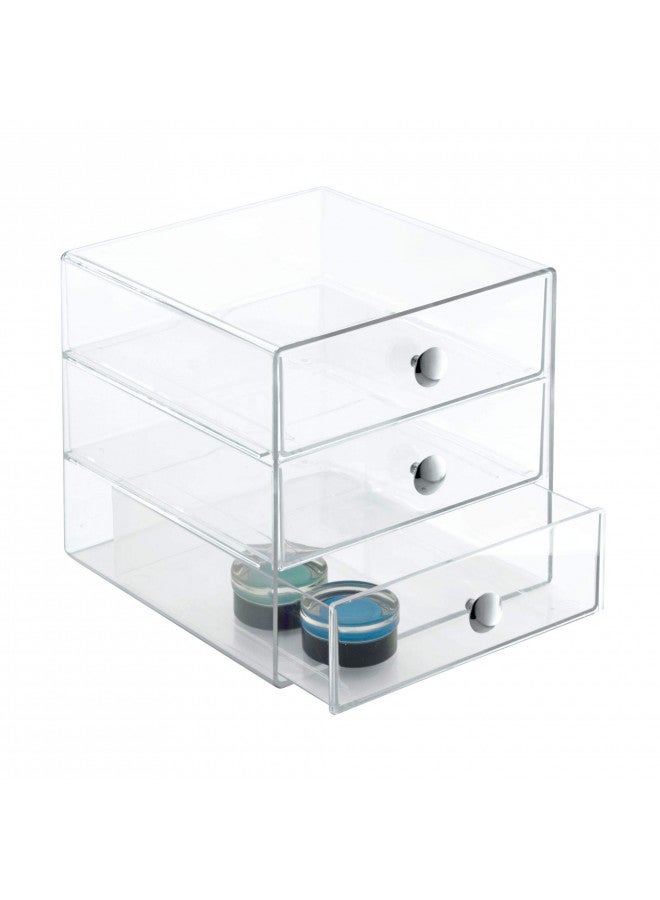 IDesign منظم زينة بلاستيكي 3 أدراج من iDesign خالي من BPA - 6.5" × 6.5" × 6.5"، شفاف - Image 3