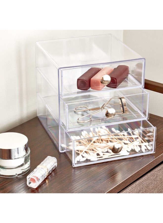 IDesign منظم زينة بلاستيكي 3 أدراج من iDesign خالي من BPA - 6.5" × 6.5" × 6.5"، شفاف - Image 2