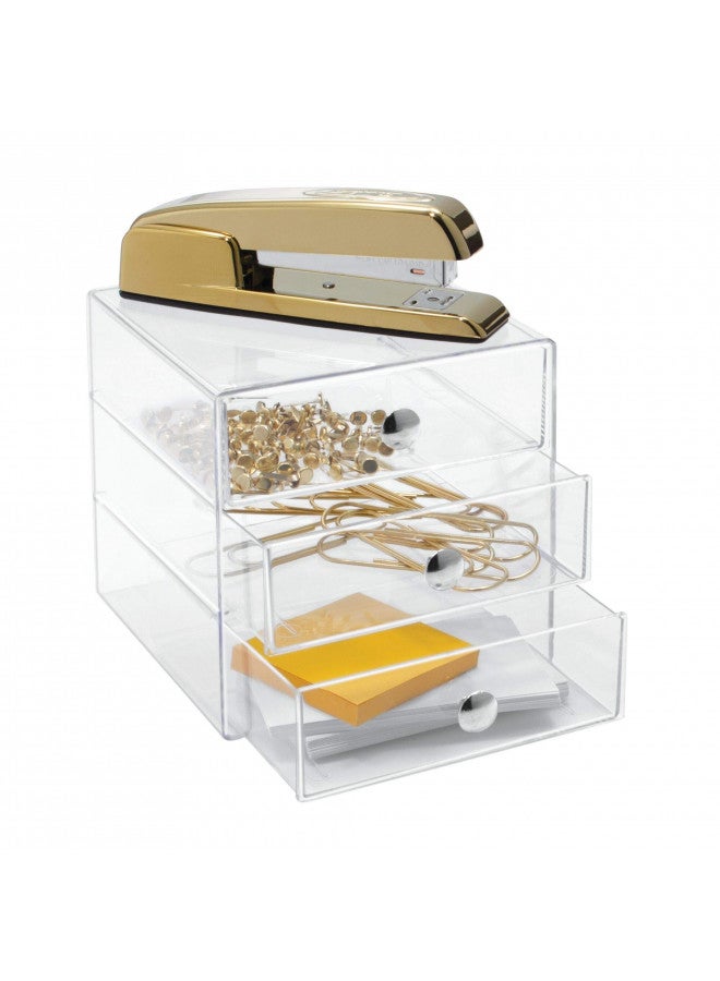 IDesign منظم زينة بلاستيكي 3 أدراج من iDesign خالي من BPA - 6.5" × 6.5" × 6.5"، شفاف - Image 5