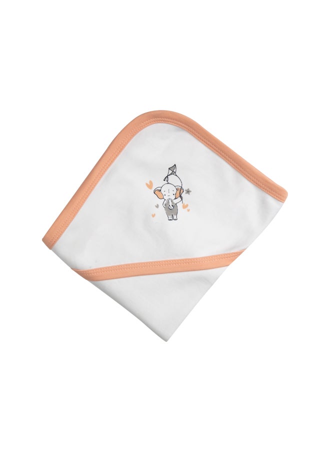 Babies Basic بطانية أطفال أساسية من القطن بنسبة 100%، بطانية استقبال للمواليد الجدد، 75*75 سم، لون خوخي  - Image 3