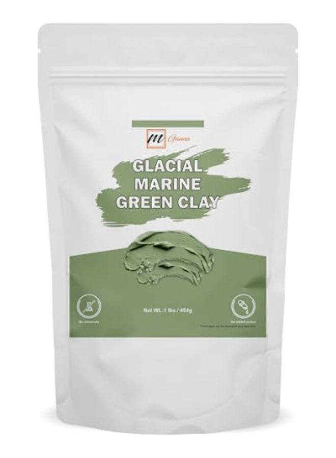 mGanna 100 Natural Glacial Marine Green Clay for Facial Masks Creams Body Wraps Soft Peels and Scrubs Skin Tightening and Soap Making 454 GMS 1 LBS - Image 1