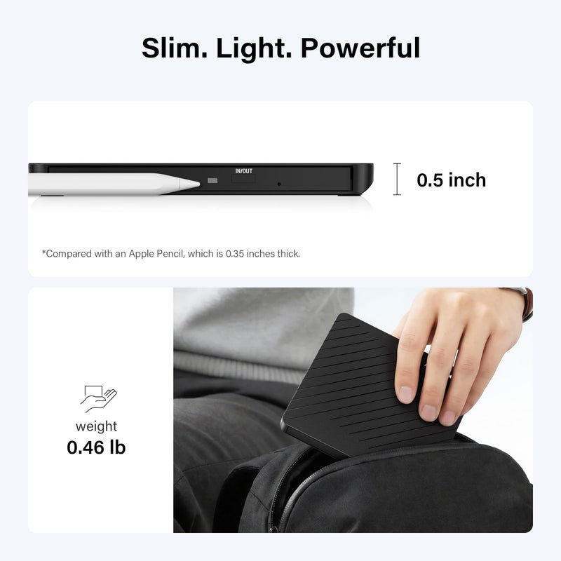 Amicool External USB-C USB 3.0 CD/DVD Drive Burner +/-RW, Ultra-Slim Portable DVD Player Writer Reader for Mac iMac MacBook, Windows 11/10/8 Linux, Laptop Desktop PC Computer Optical Drive - Image 2