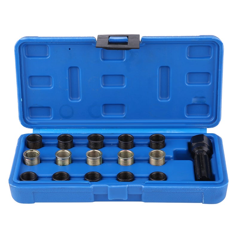 16Pcs 14mm x 1.25 Spark Plug Thread Repair Tool Kit M16 Tap W/ Portable Case - Image 1