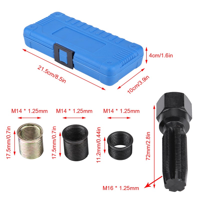 16Pcs 14mm x 1.25 Spark Plug Thread Repair Tool Kit M16 Tap W/ Portable Case - Image 3