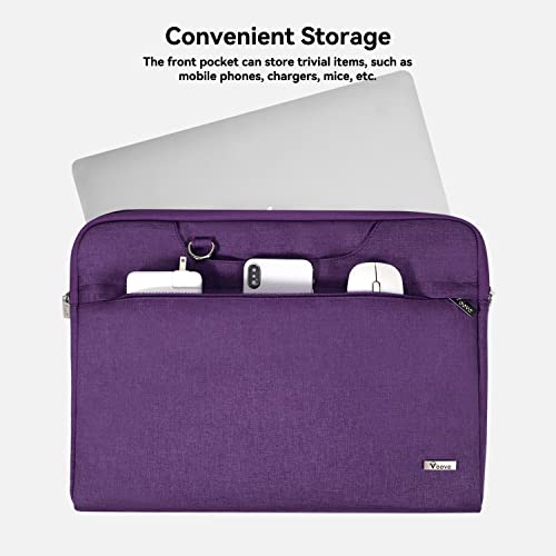 Voova Laptop Bag 15.6 Inch for Women, Waterproof Computer Sleeve Carrying Case with Shoulder Straps & Handle Compatible with Macbook Air 15, MacBook Pro 15/16, 15-16 Inch Hp Dell Lenovo Asus, Purple - Image 2