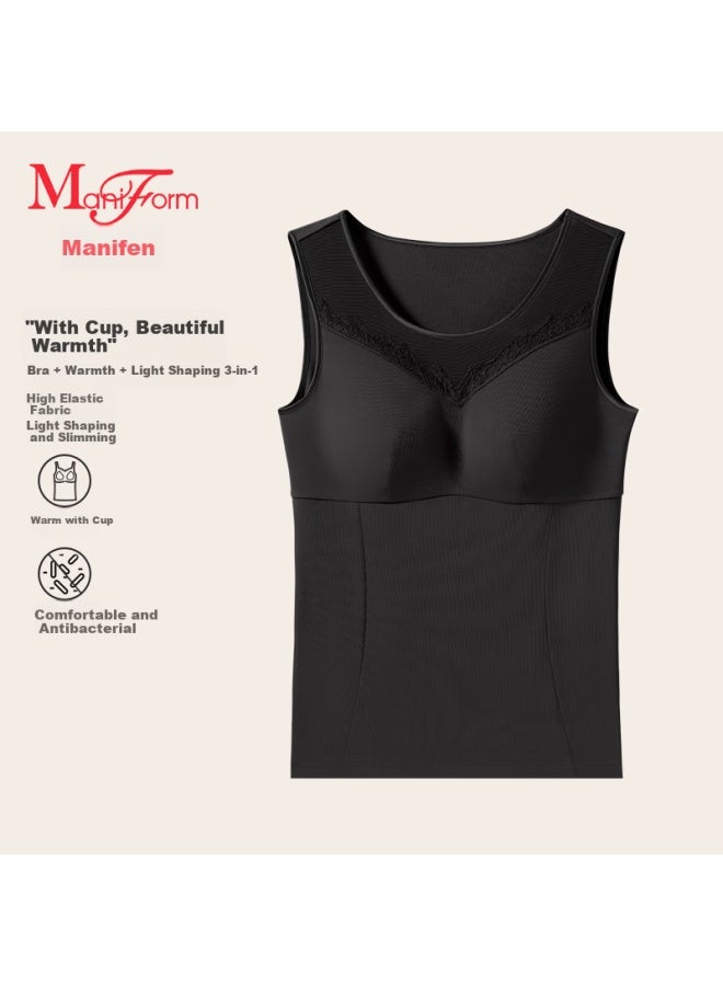 Maniform [light Shaping] Women's Thermal Vest With Lycra And Padded Mango Cup, Thickened Winter Seamless Back Slim Fit Base Layer - Image 1