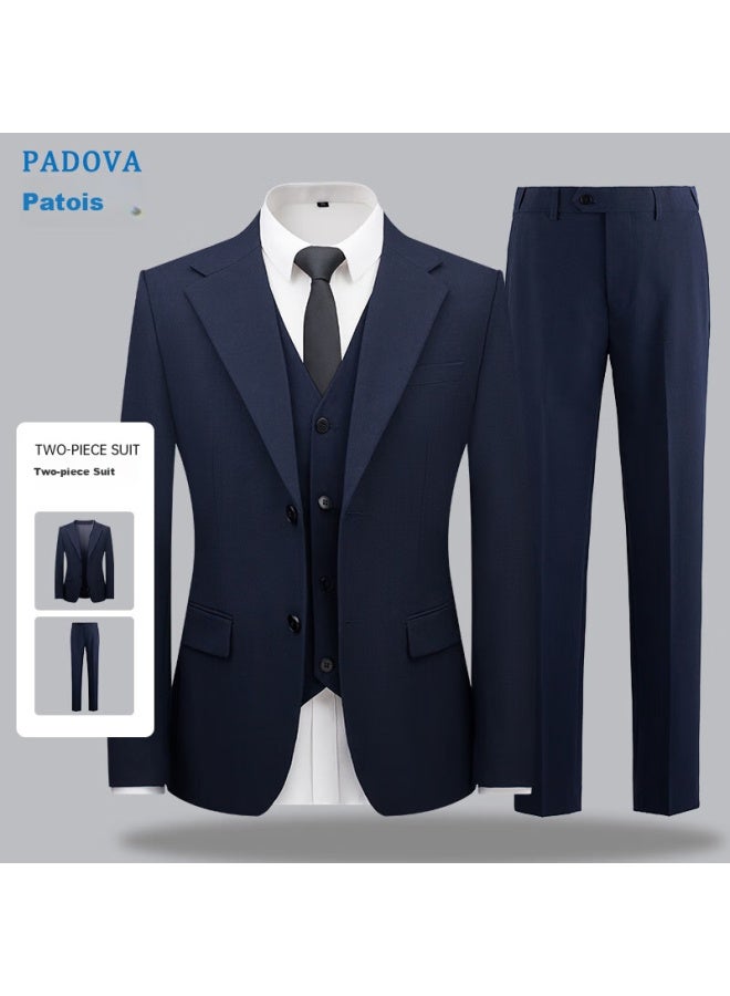 Patova Patuowasi Men's Suit Set, Slim Fit Professional Formal Wear, Men's Business Suit, Small Suit For Weddings, Navy Blue, 5XL - Image 1