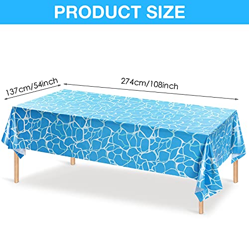 Irenare 3 Pieces Ocean Tablecloth Ocean Waves Plastic Table Covers Under Sea Tablecloth Blue Water Print Table Cover for Beach Pool Birthday Party Decoration Favors 54 x 108 Inch - Image 5