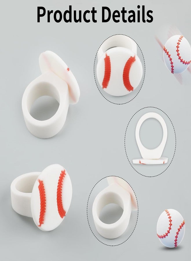 ARPOVIST 48 PCS Baseball Rings Baseball Cupcake Toppers Sport Ball Theme Cupcake Decorations Food Safe Cupcake Picks for Birthday Party Cake Decorations Supplies - Image 3
