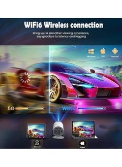 Generic HY300 Pro Mini Projector with WIFI6 and Bluetooth, 4K 1080P Support with  Android 11.0 TV, Up to 150'' Screen, 180° Flip, Modern Round Design, HDMI & USB Compatible with iOS, Android, Laptops, TV Sticks, PS5, and Many More Devices  - Image 3