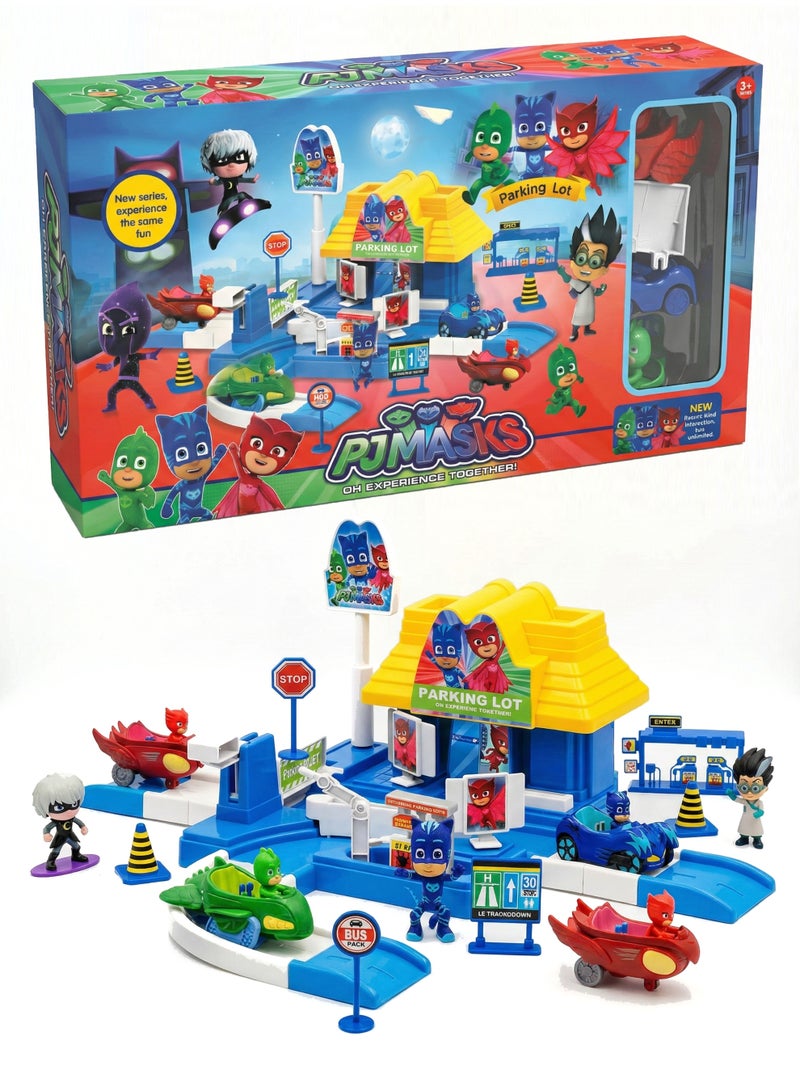 PJ Masks Parking Lot Playset – 2-Level Garage Toy with Race Track Ramps & Gas Station | Includes Catboy, Owlette & Gekko Vehicles + Villain Figures | Educational City Traffic Car Park Gift for Boys & Girls 3+ Years - Image 1