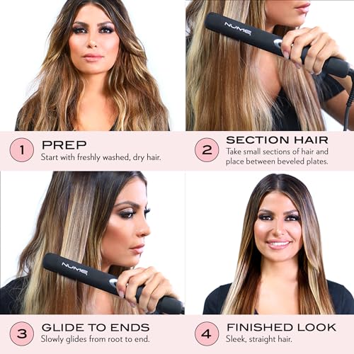 NuMe Megastar Hair Straightener Tourmaline Flat Iron–1 Inch Floating Plates with Negative Ion Booster, Infrared Light Strip, Ideal for All Hair Types – Ultra-Smooth and Shiny Results. - Image 5