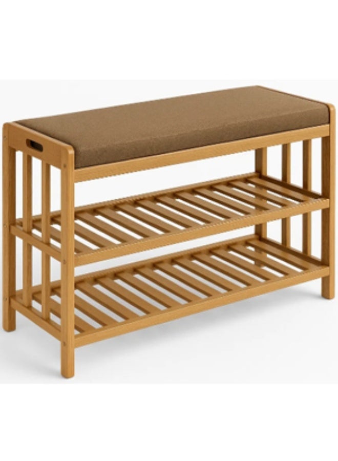 LINGWEI Wooden Shoe Rack With Bench Shoe Cabinet with Seat Bamboo Free Standing Entryway Closed Shoes Organizer Multi-Function Storage Shelf - Image 4