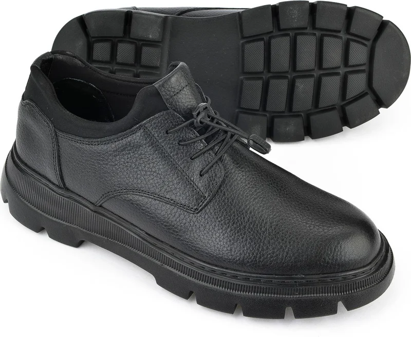 Ziya , Men's Genuine Leather Shoes 14310071250 Black