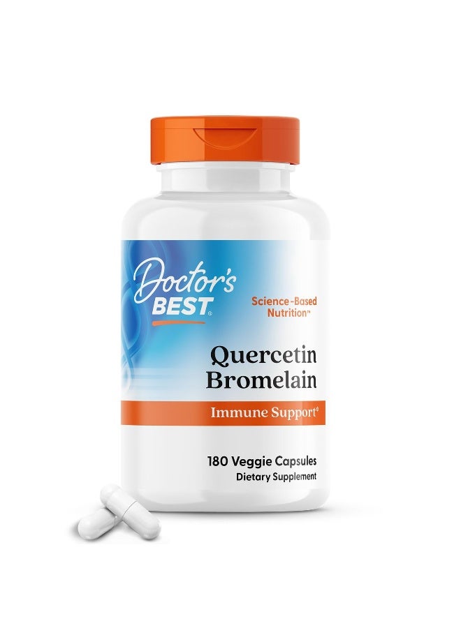 Doctor's Best Quercetin Bromelain, Immunity Support Capsule, Heart, Joint & Healthy Respiratory System, Non-GMO, Vegan, Gluten Free, Soy Free,180 VC - Image 1