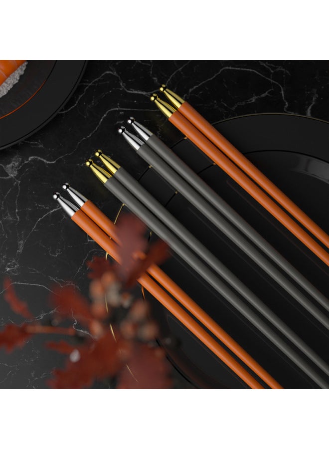 National Fashion Style High-rise Gold Chopsticks Household High Temperature Resistant Light Luxury Style Commercial Gift Chopsticks Gift Box Wholesale-Color:Soft Orange Silver Top  - Image 5