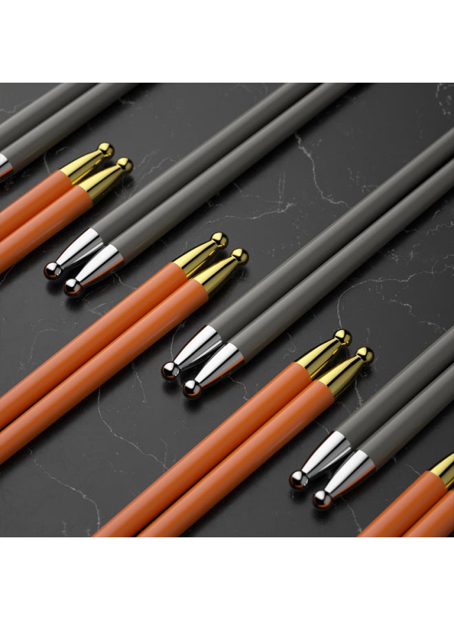 National Fashion Style High-rise Gold Chopsticks Household High Temperature Resistant Light Luxury Style Commercial Gift Chopsticks Gift Box Wholesale-Color:Soft Orange Silver Top  - Image 2