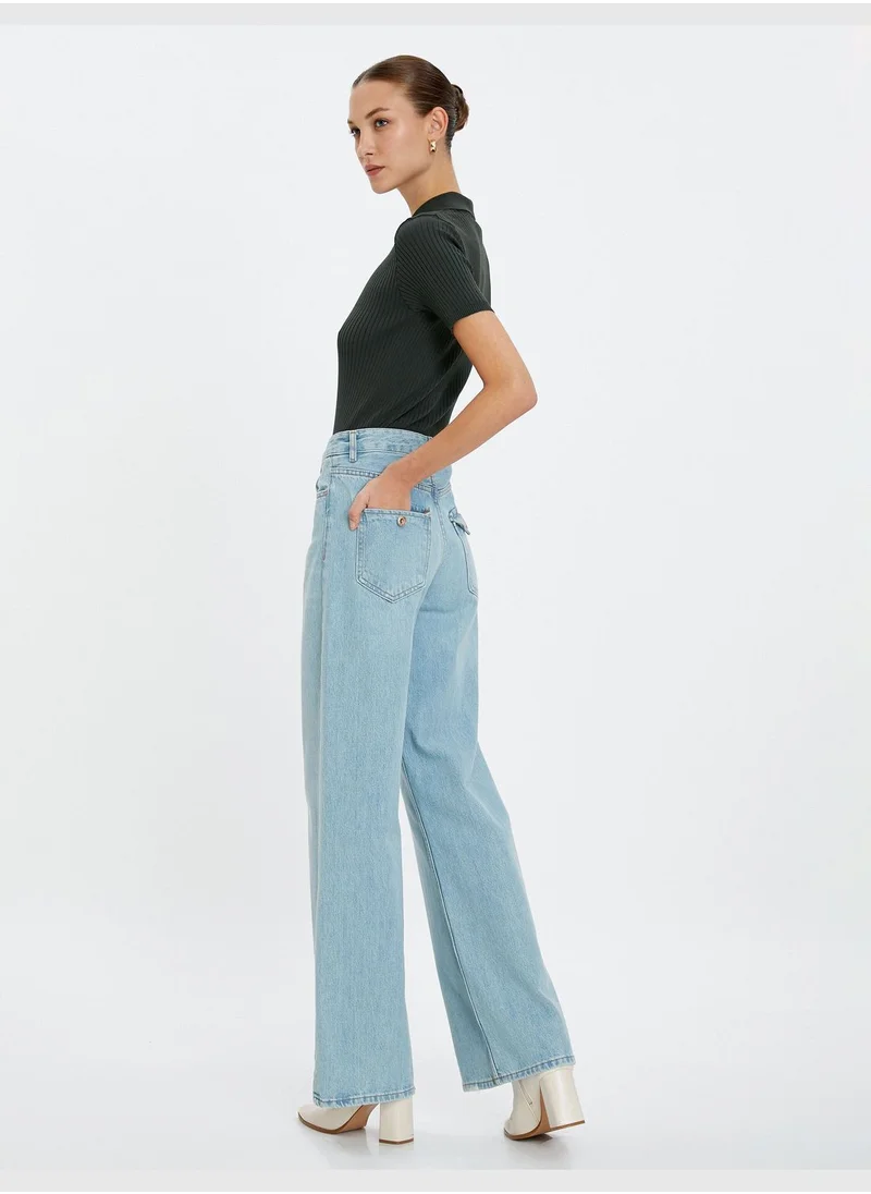 KOTON Extra Wide Leg Jean Standard Waist Pockets Cotton - Bianca Jean