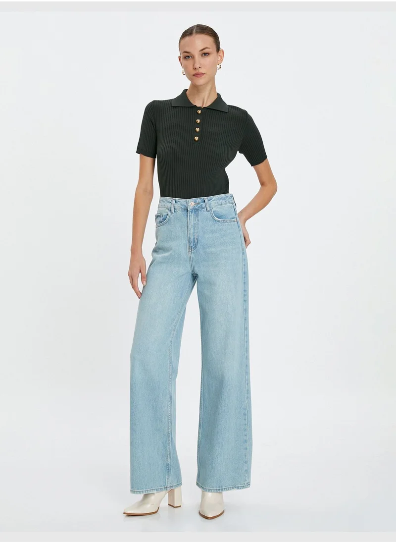 KOTON Extra Wide Leg Jean Standard Waist Pockets Cotton - Bianca Jean