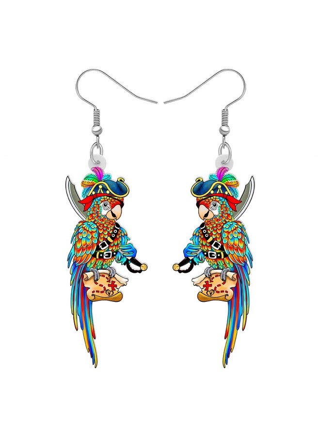 BONSNY Acrylic Drop Dangle Sweet Parrot Bird Earrings Jewelry For Women Gift Charms Accessories Original Design (Candy) - Image 1