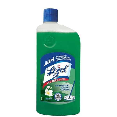 Lizol Disinfectant Surface & Floor Cleaner Liquid, Jasmine - 1 Litre | Suitable for All Floor Cleaner Mops | Kills 99.9% Germs| India's #1 Floor Cleaner - Image 1