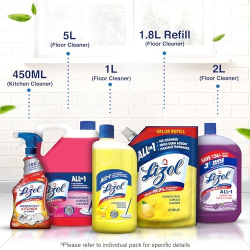 Lizol Disinfectant Surface & Floor Cleaner Liquid, Jasmine - 1 Litre | Suitable for All Floor Cleaner Mops | Kills 99.9% Germs| India's #1 Floor Cleaner - Image 5