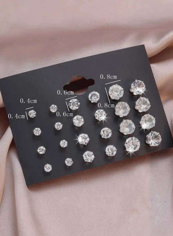 تايك تو Take Two Set of 12 - Embellished Rhinestone Earrings