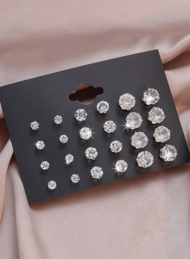 تايك تو Take Two Set of 12 - Embellished Rhinestone Earrings
