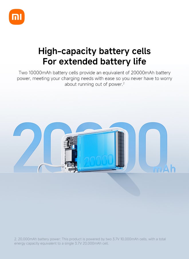 Xiaomi 20000 mAh Power Bank Integrated Cable USB-C and USB Ports 20000mAh 22.5W BHR9740GL Dark Gray - Image 5