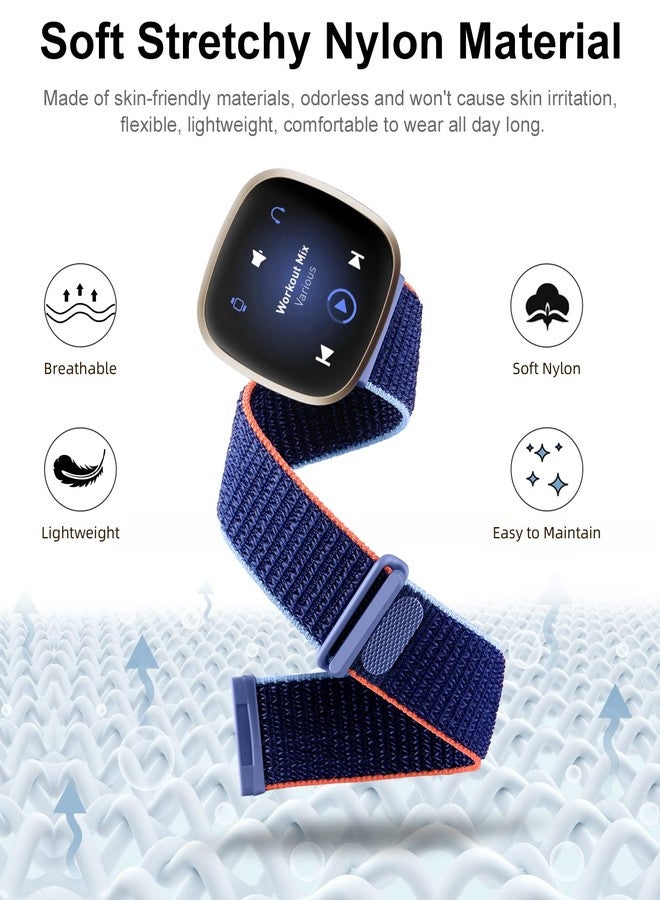 Getino Nylon Sport Loop Band Compatible with Fitbit Sense/Fitbit Versa 3/ Versa 4/ Sense 2 Bands Women Men, Adjustable Stretchy Braided Workouts Replacement Accessories Straps for Versa 4 Bands - Image 3