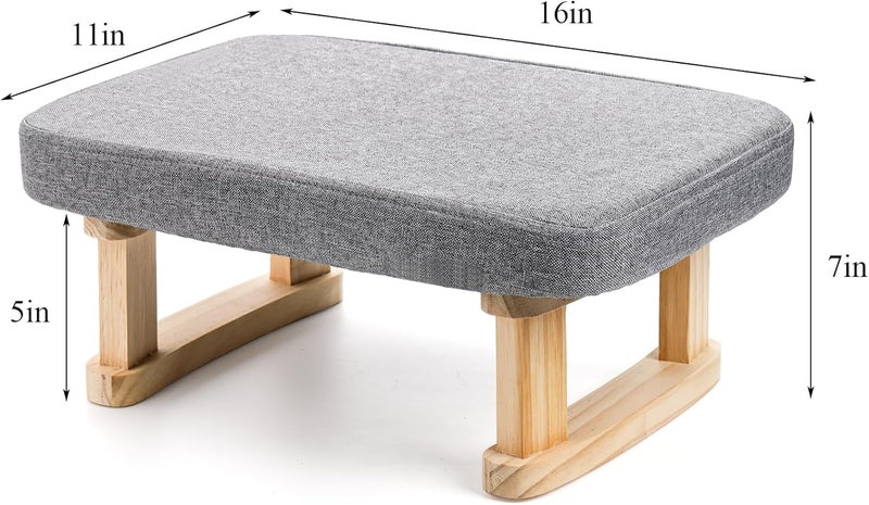 Md Decor Small Footstool Ottoman Rectangle Fabric Foot Stool Rest with Wooden Legs and NonSlip Soft Padding for Couch Desk Office Living Room Bedroom Entryway Dogs Gray - Image 5