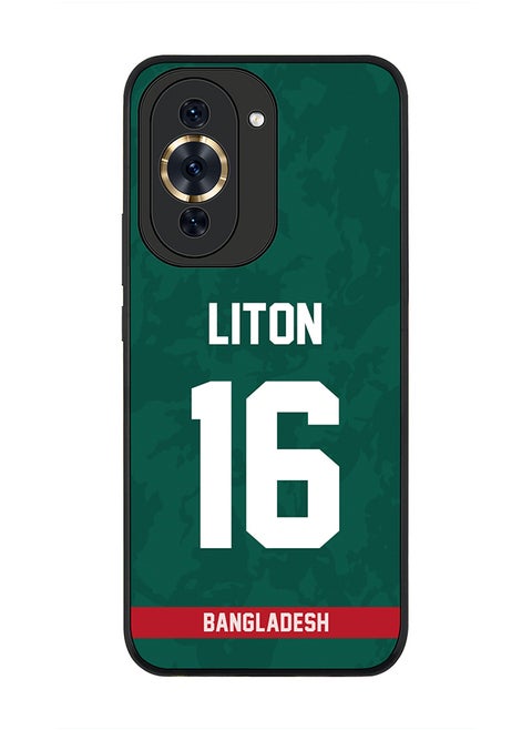 Rugged Black Edge Case for Huawei nova 10 Pro, Slim fit Soft Case Flexible Rubber Edges Thin Cover - Player Name - Liton Das, Jersey Number- 16