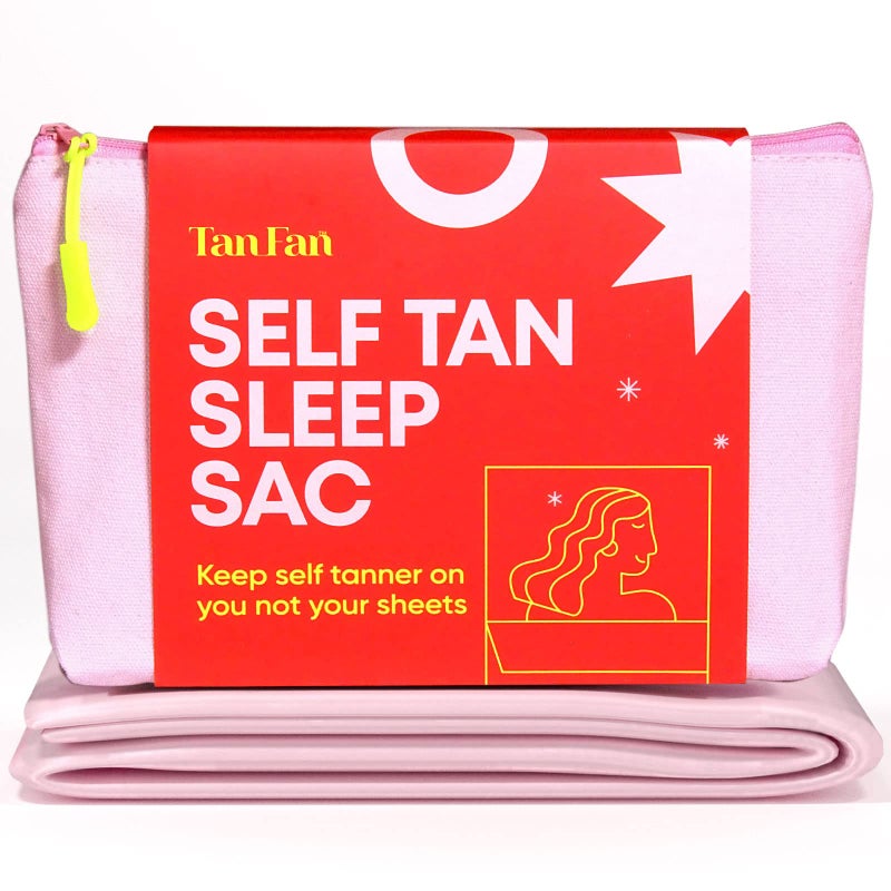 Tan Fan كيس النوم الذاتي لتان فاني - يحافظ على الشراشف نظيفة من بقع التان الذاتي - 100% بولي خفيف وناعم - لن ينقل أو يمتص لوشن التان - واسع وقابل للتنفس مع فتحات للأقدام (وردي) - Image 1