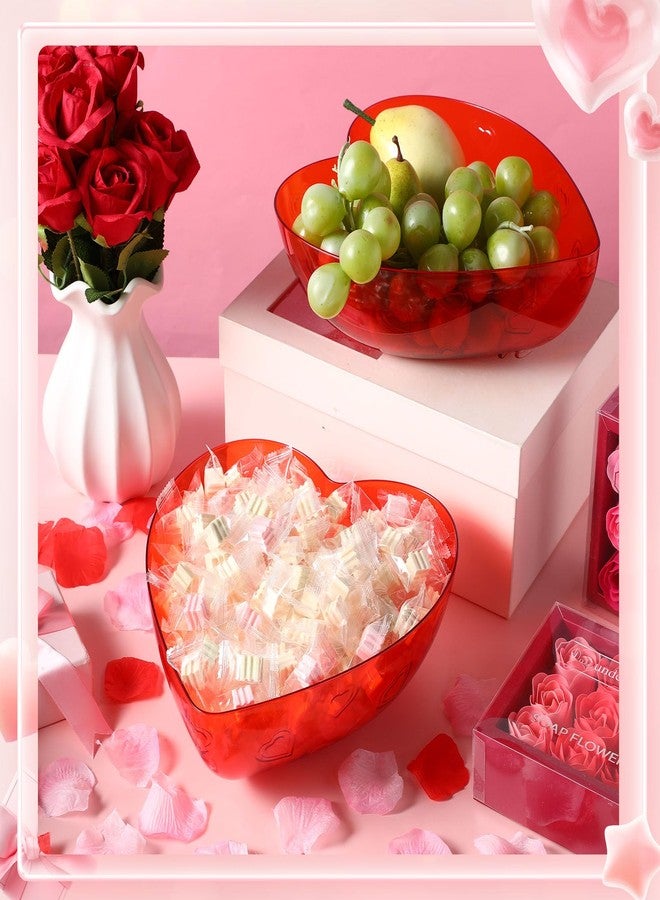 Wiwiqing 2 Pcs Heart Shape Dish Valentine's Day Candy Bowl Red Love Dishes Plastic Love Fruit Plate Dessert Bowl Candy Bowl Snack Bowl Salad Bowl for Home Valentine's Day Anniversary Wedding - Image 3