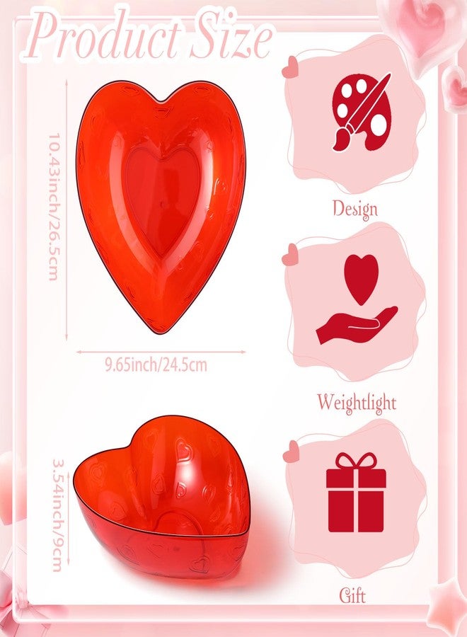 Wiwiqing 2 Pcs Heart Shape Dish Valentine's Day Candy Bowl Red Love Dishes Plastic Love Fruit Plate Dessert Bowl Candy Bowl Snack Bowl Salad Bowl for Home Valentine's Day Anniversary Wedding - Image 2