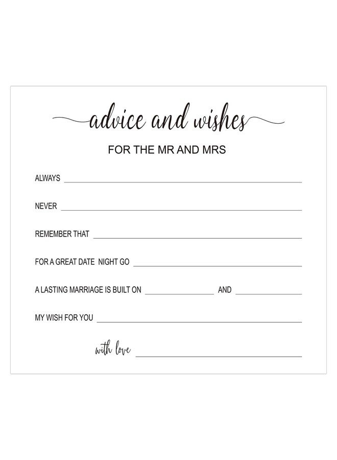 G2PLUS Advice and Wishes Cards - 50 Pcs Wedding Advice Cards for the Mr and Mrs, Bride and Groom, Newlyweds, 4x6 White Paper Mad Libs Card for Wedding, Engagement, Bridal Shower Party Games - Image 1
