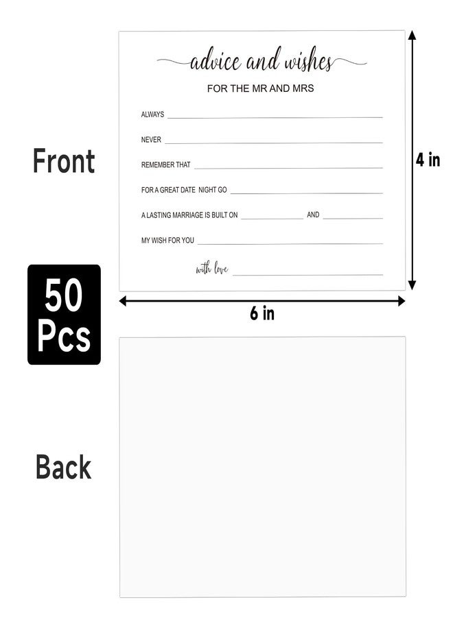 G2PLUS Advice and Wishes Cards - 50 Pcs Wedding Advice Cards for the Mr and Mrs, Bride and Groom, Newlyweds, 4x6 White Paper Mad Libs Card for Wedding, Engagement, Bridal Shower Party Games - Image 2