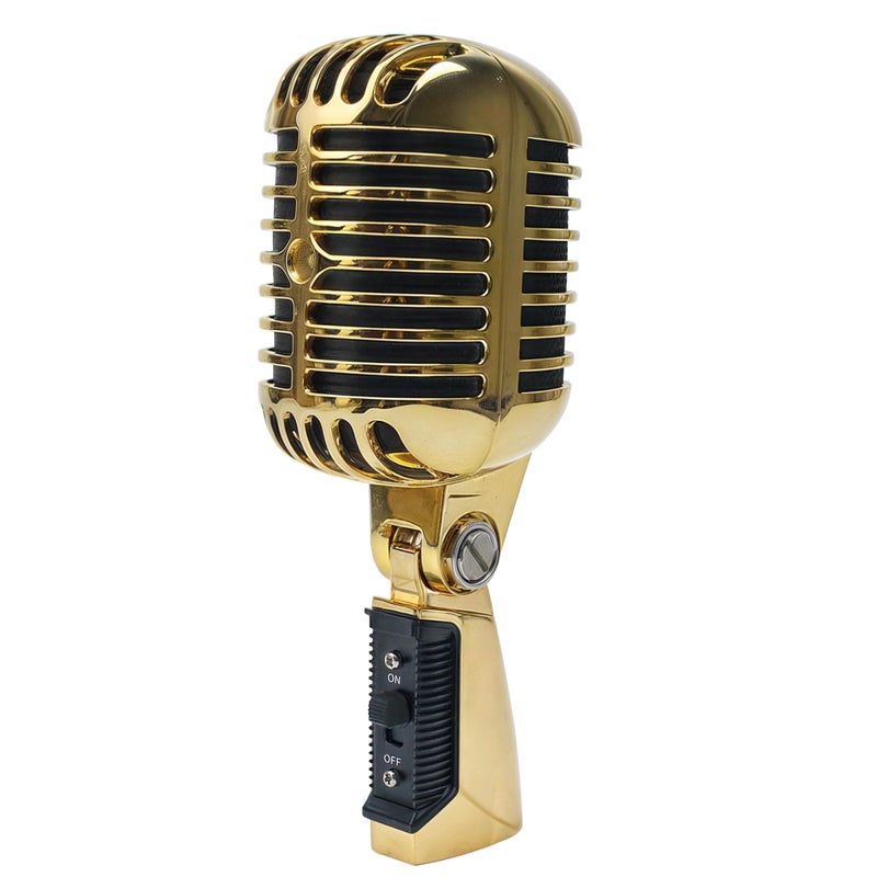 Marsrut Vintage Retro Old School Microphone, Professional Classic Dynamic Wired Vocal Cardioid Mic For Karaoke Live Performance In-Studio Recording Singing Stage, Fashioned Metal Prop, XLR Cable Compatible - Image 1