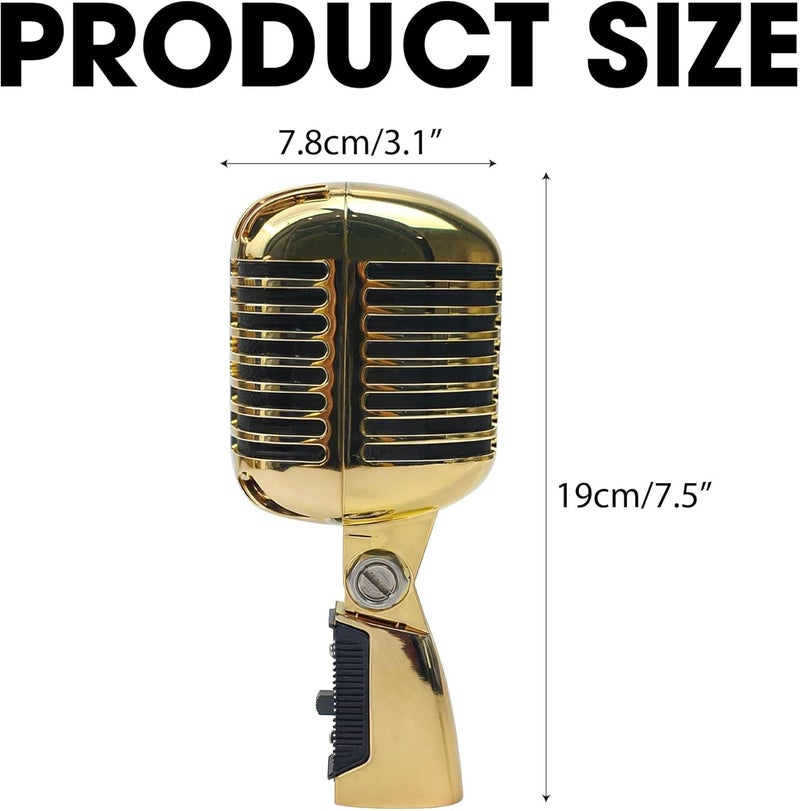 Marsrut Vintage Retro Old School Microphone, Professional Classic Dynamic Wired Vocal Cardioid Mic For Karaoke Live Performance In-Studio Recording Singing Stage, Fashioned Metal Prop, XLR Cable Compatible - Image 2