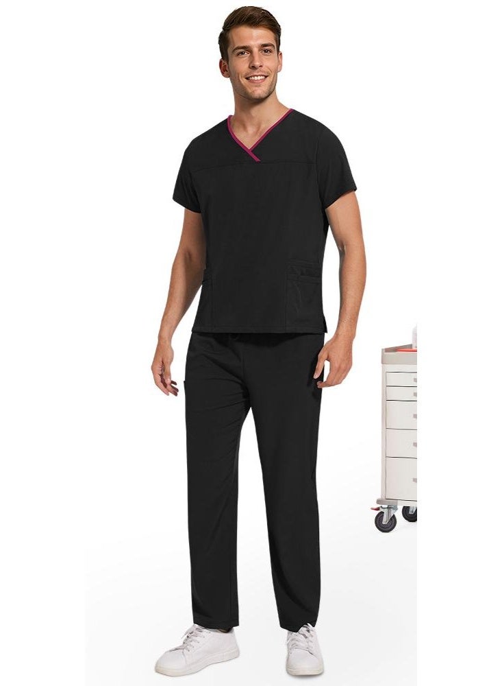 NIBEMINENT Veterinary Uniform Pet Grooming 2-piece Workwear Set Multi Colored Scrub Top Pant Nurse Unisex Scrubs Set Dental Scrub Women Men - Image 1