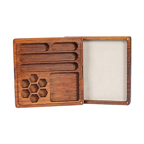 UDIXI 2 in 1 DND Dice Box Bamboo Storage Box with Magnetic Lid DD Dice Holder Case Dice Rolling Tray Combined into One for RPG Tabletop Games Holds 6 Sets of Polyhedral Dice - Image 5