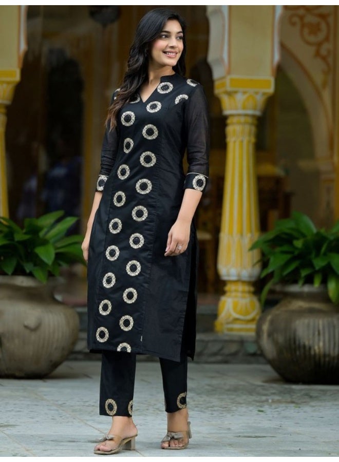 AKS Black Zari jacquard Kurta Set - Image 3