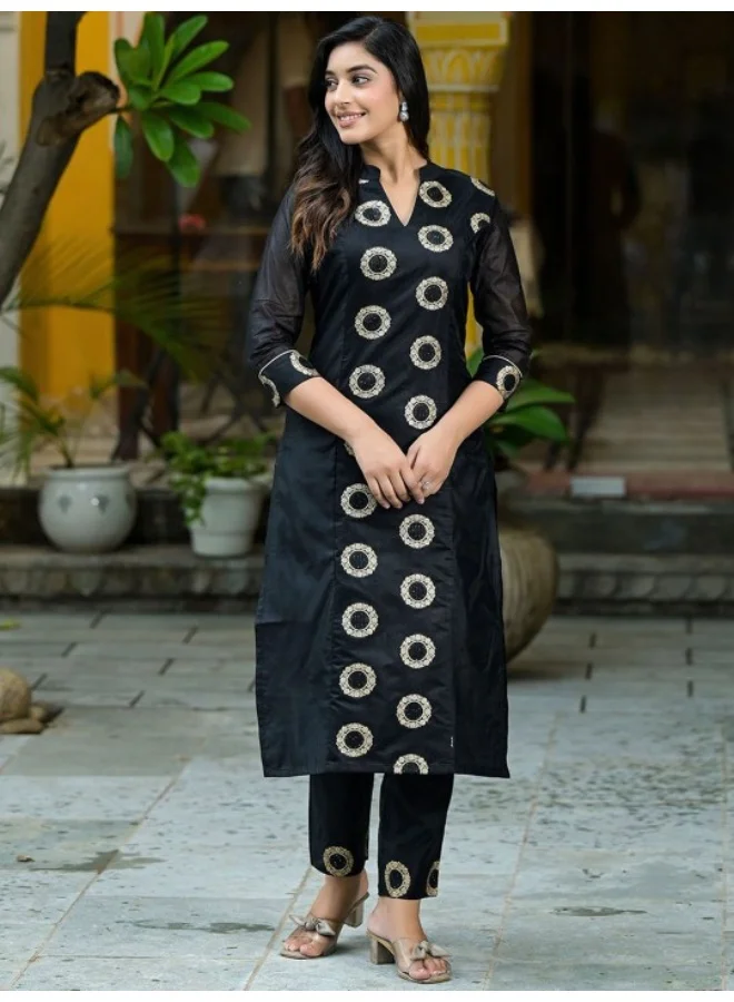AKS Black Zari jacquard Kurta Set