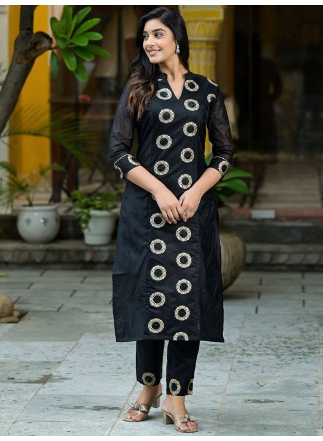 AKS Black Zari jacquard Kurta Set - Image 1