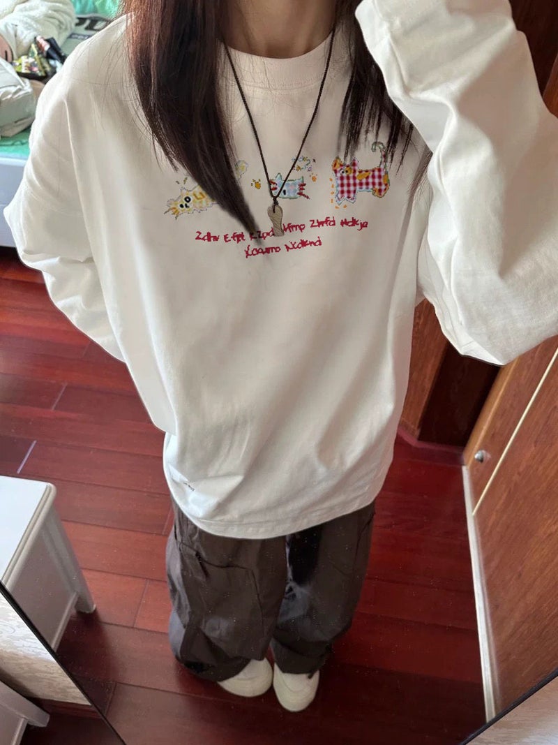 100% pure cotton long-sleeved t-shirt for women's early autumn new popular shoulder design sense inner layer loose top trendy - Image 2