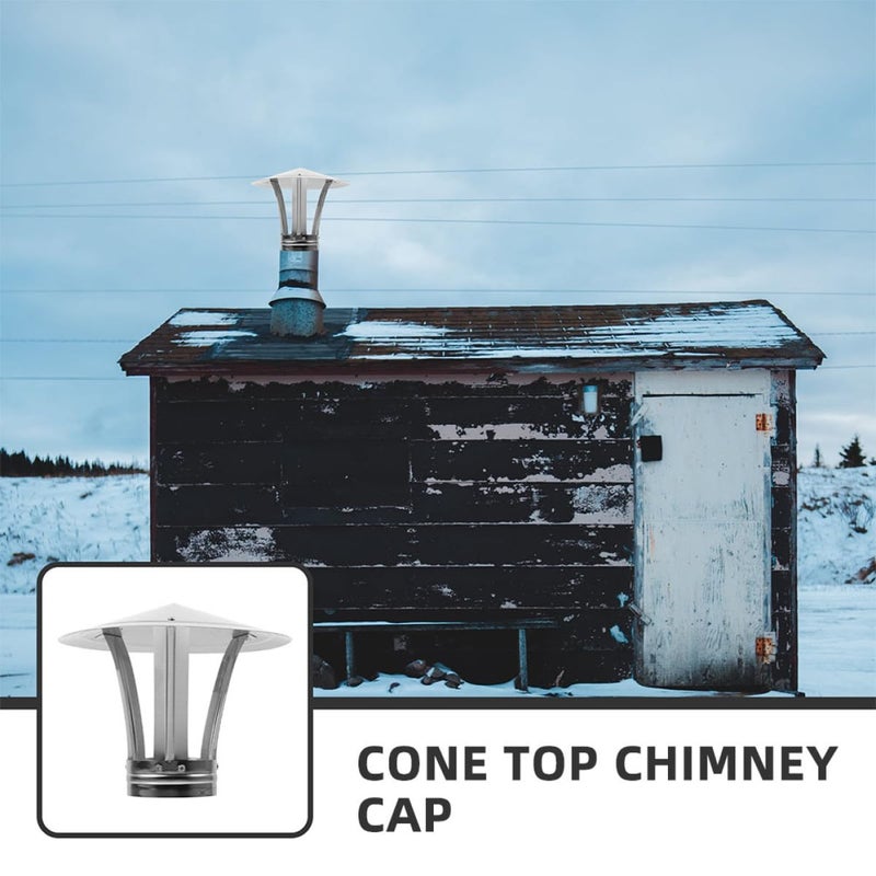 Stainless Steel Chimney Cap 12cm Cone Top Stove Pipe Cover Roof Exhaust Vent - Image 4