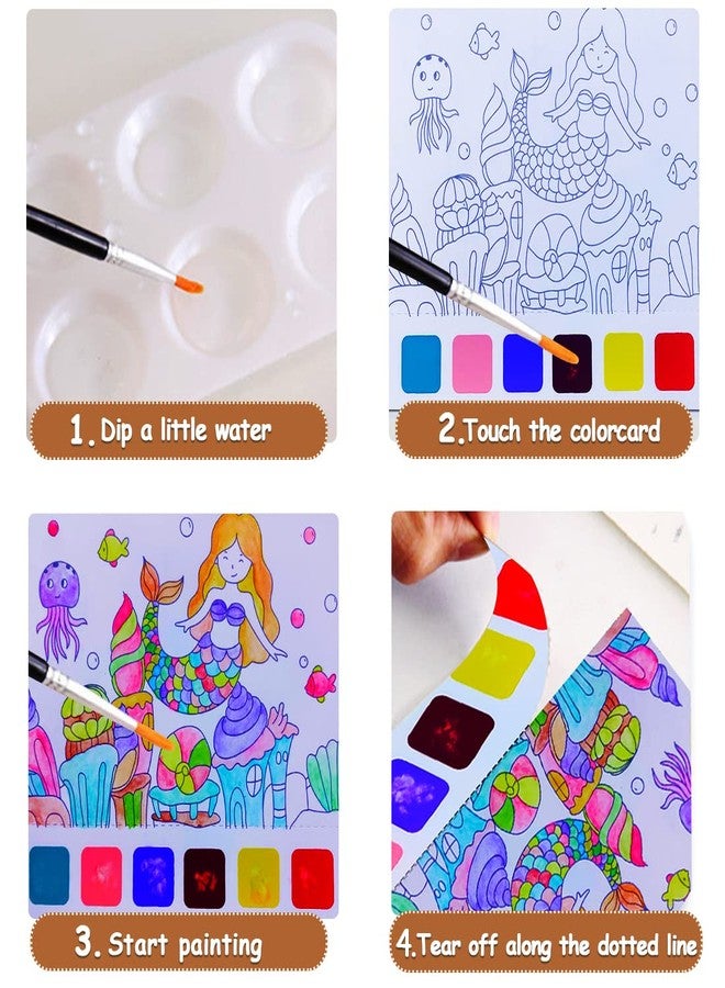 JUNQIU US JUNQIU Watercolor Coloring Books for Kids Ages 4-8, Pocket Watercolor Painting Book for Toddlers, Arts and Crafts for Girls Gifts, Stocking Stuffers For Kids - Image 3