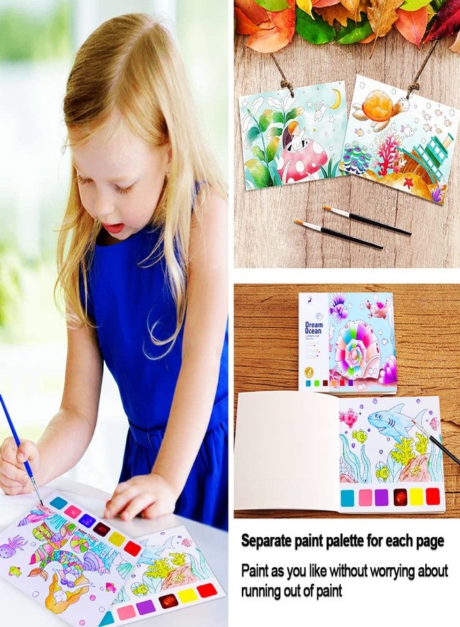 JUNQIU US JUNQIU Watercolor Coloring Books for Kids Ages 4-8, Pocket Watercolor Painting Book for Toddlers, Arts and Crafts for Girls Gifts, Stocking Stuffers For Kids - Image 2