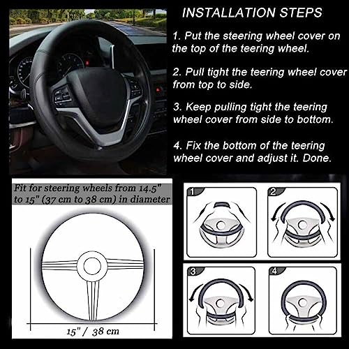 Valleycomfy Microfiber Leather Steering Wheel Cover Universal 15 inch(Wine Red) - Image 5
